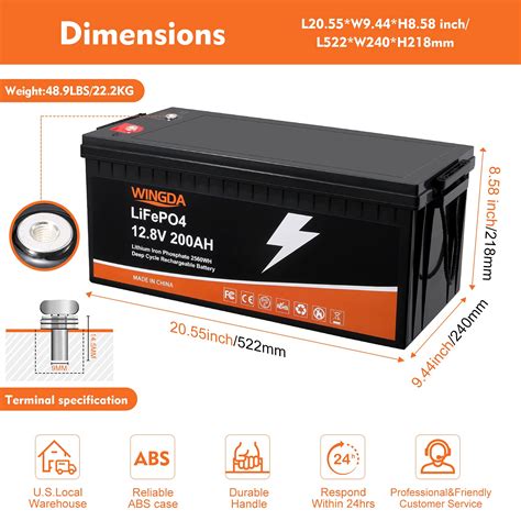 Buy Lifepo4 200ah Lithium Battery 12 Volts With Built In Bms5000 Cycles Rechargeable Rv Deep