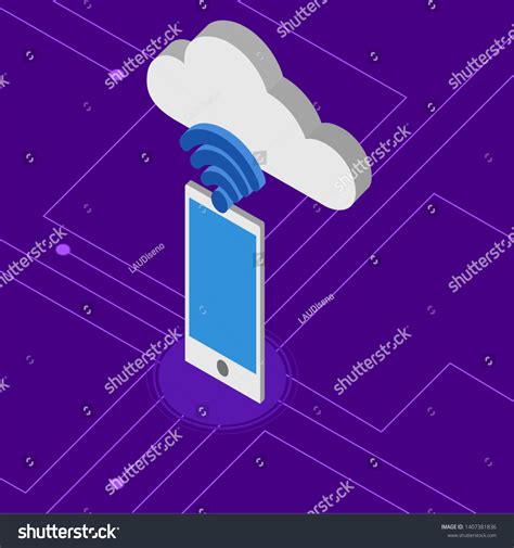 D Cloud Computing Icon Connected Smartphone Stock Vector Royalty Free