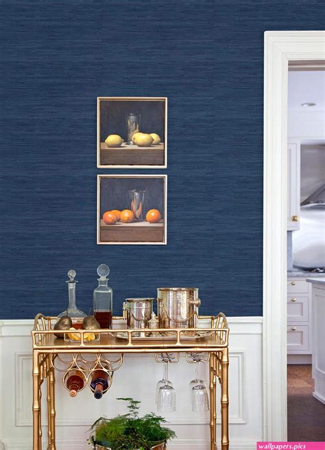 Brewster Home Fashions Classic Faux Grasscloth Peel Stick Navy Blue Wallpaper Wallpapers Pics