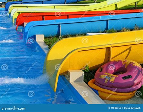 Aquapark slides stock image. Image of outdoor, active - 21080769