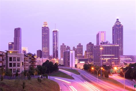 Atlanta Downtown Skyline at Dawn Stock Photo - Image of american ...