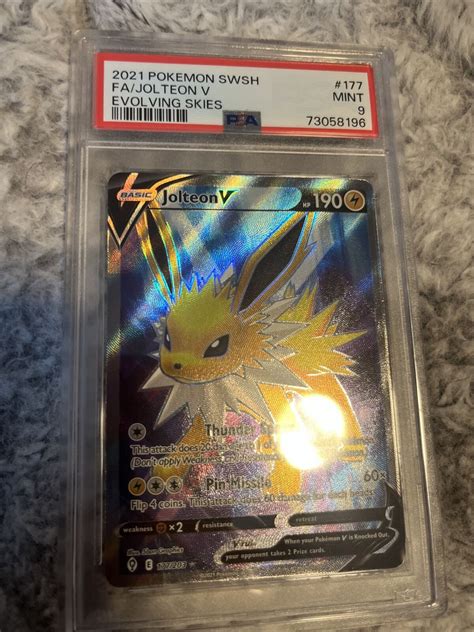 Jolteon V Pok Mon Evolving Skies Psa Mint Full Art Ebay