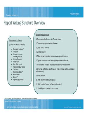 Fillable Online Report Writing Structure Overview Fax Email Print - pdfFiller