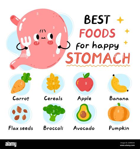 Cute Stomach With Fork And Knife Best Foods For Happy Healthy Stomach