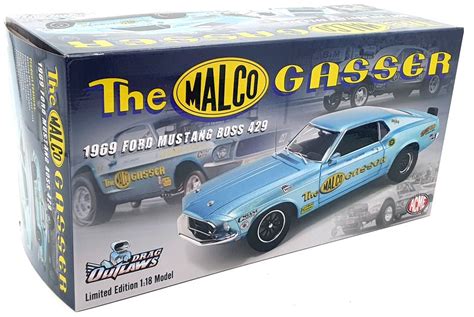 Acme 1 18 Scale A1801858 1969 Ford Mustang Boss 429 Malco Gasser Blue — R M Toys Ltd