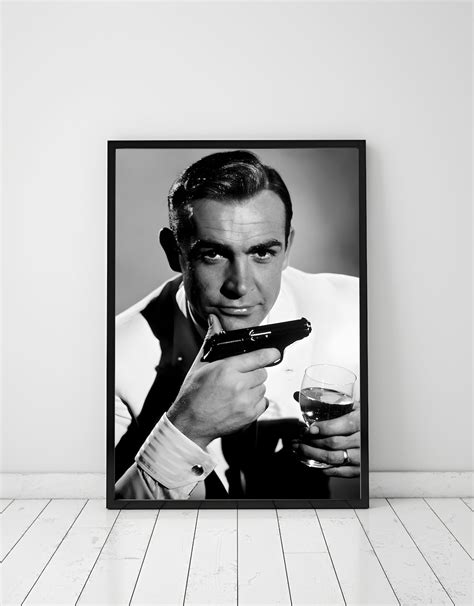 Sean Connery James Bond Poster Vintage Movie Poster Black And White