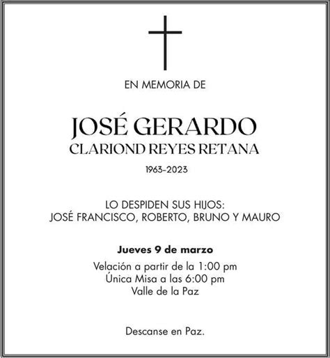 Sr Jos Gerardo Clariond Reyes Retana Obituario Esquela