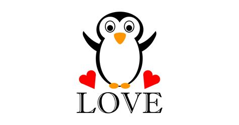 Cute Penguin with Heart and Love - Penguin Love - Posters and Art ...