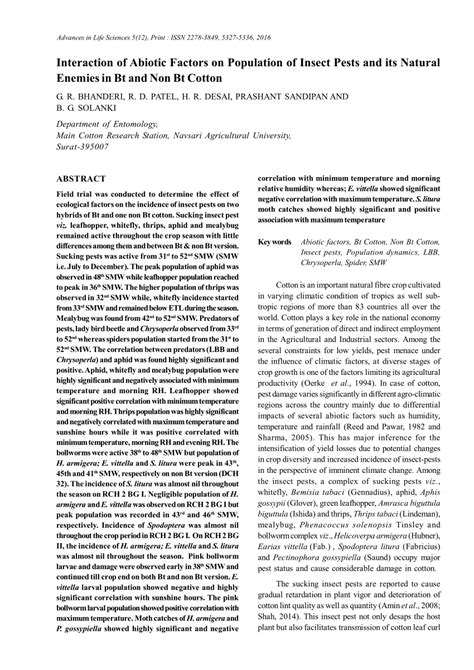 Pdf Interaction Of Abiotic Factors On Population Of Insect Pests And