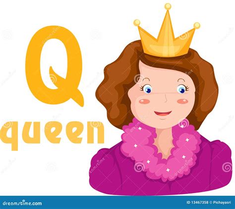 Alphabet Q With Queen Stock Vector Illustration Of Element