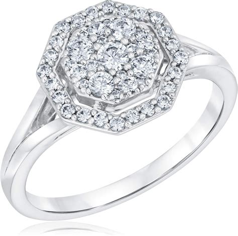 Amazon Reeds Exclusive Stop Collection Diamond Octagon Halo Ring 1