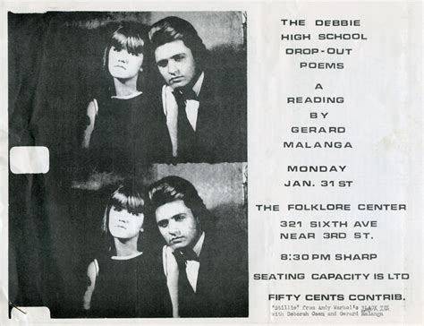 The Debbie High School Drop-Out Poems: a reading by Gerard Malanga ...