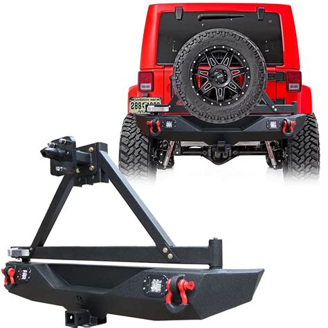 Luywte Black Texture Steel Rear Bumper With Spare Tire