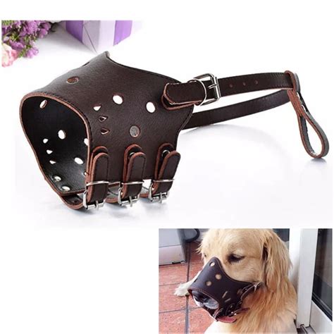 M22 Luxury Leather Pet Dog Muzzle Adjustable Dog Mask Grooming Muzzle