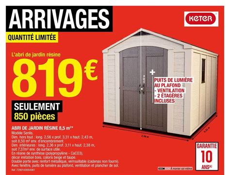 Promo Abri De Jardin Résine 8 5 M2 Keter chez Brico Dépôt