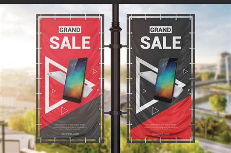 Vertical Outdoor Advertising Banner Mockup On Yellow Images Creative