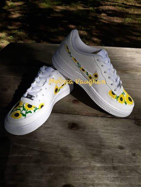 Custom Hand Painted Sunflowers Air Force S Sneakers Etsy