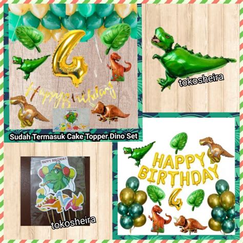 Jual Paket Dekorasi Balon Ulang Tahun Balon Dinosaurus Happy Birthday