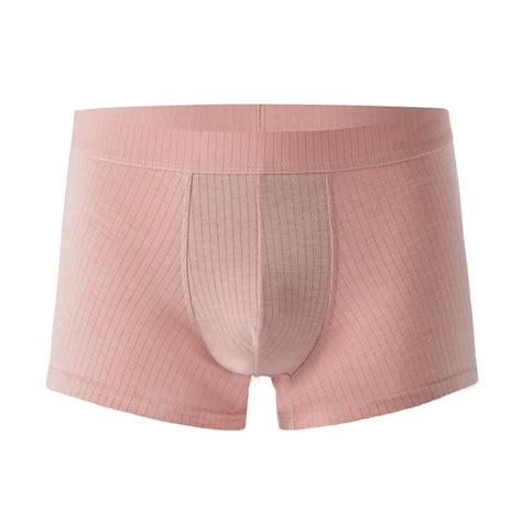 Mens Ribbed Cotton Boxer Briefs Sexy Lingerie Fashion Underwear