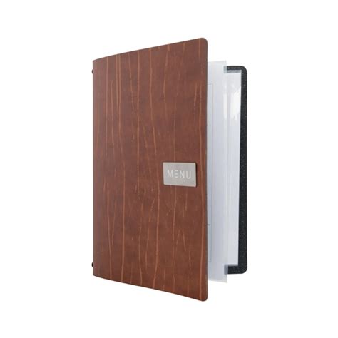 Protège menu en cuir recyclé Securit Gamme Leather A4 marron CU926