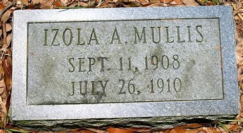 Izola A Mullis 1908 1910 Mémorial Find a Grave