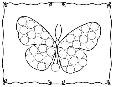 Mariposas Para Colorear Paginas Marcadores De Puntos Actividad Para