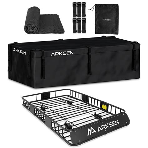 Arksen 64 Universal Black Roof Rack Cargo Extension With Waterproof Cargo Bag Car Top Luggage