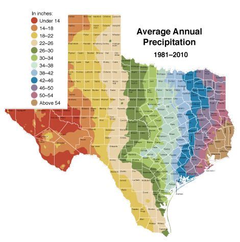 1981 2010 Average Annual Precipitation For Texas Precipitation Texas