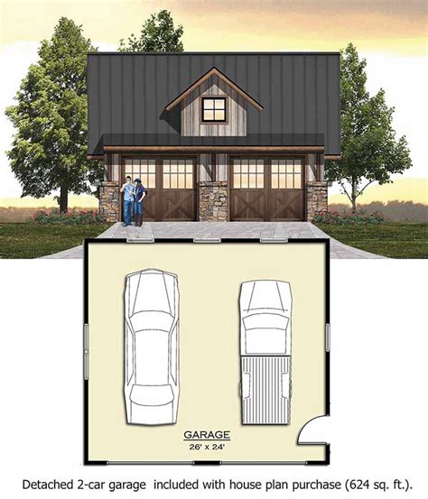 Cabin Retreat with Detached Garage - 18738CK | Architectural Designs ...