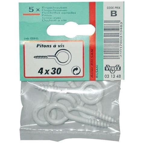 Piton à vis VYNEX 4x30 mm acier rilsanisé lot de 5 Cdiscount