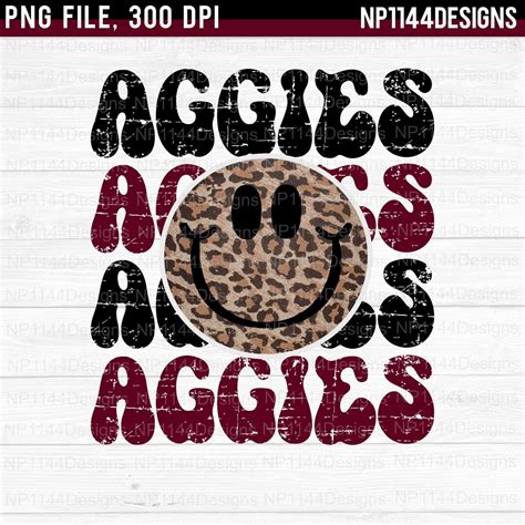 Aggies School Mascot Stacked PNG, Maroon and Black Team Colors, Retro ...