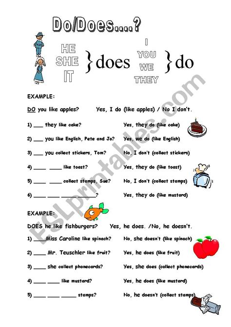 Do Does Esl Worksheet By Englishreader