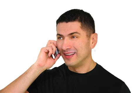 Hombre Sonriente Que Habla En El Tel Fono M Vil Foto De Archivo