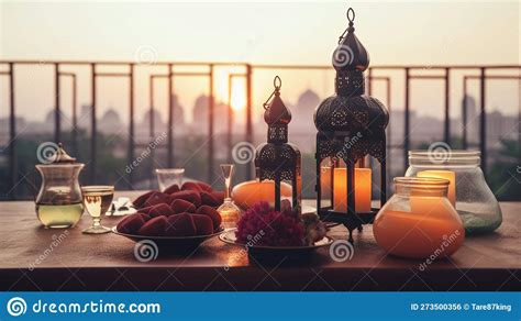 Peaceful Ramadan Table Setting for Iftar Meal - Generative Ai - Ai ...