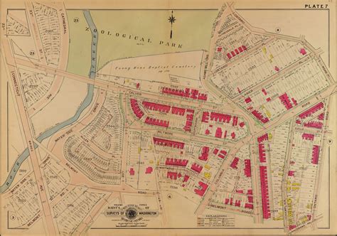 1907 Map of Washington Heights (Adams Morgan) and the National Zoo