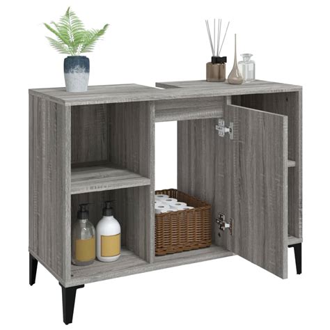 Meuble d évier sonoma gris 80x33x60 cm bois d ingénierie 7319463018709