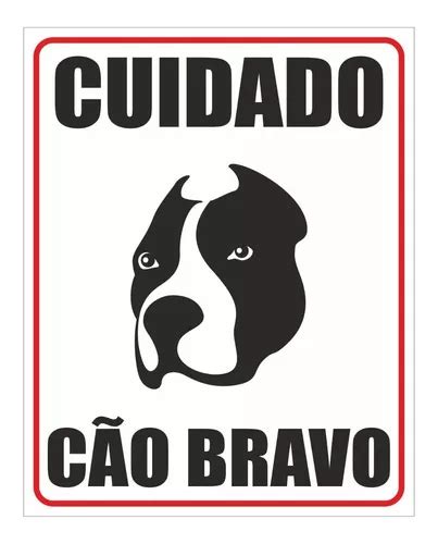 Placa Cuidado Cão Cachorro Bravo Pitbull Pit Bull 20 X 25 Cm à venda em