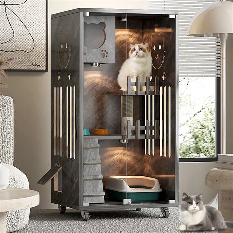 Tucker Murphy Pet™ Erlend Wooden Cat Villa, Indoor Cat Enclosure