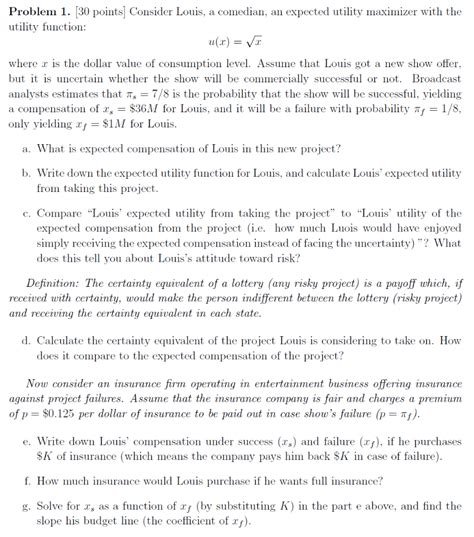 Solved Problem 1 30 Points Consider Louis A Comedian An