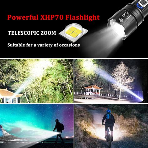 Powerful Xhp Led Flashlight With Usb Input And Output Function