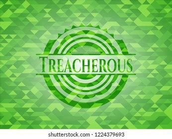 Treacherous Realistic Green Emblem Mosaic Background Stock Vector