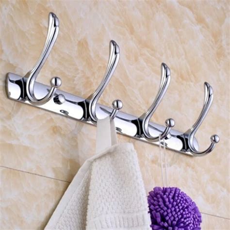 Stainless Steel 4 Hook Wall Coat Hanger Home Wall Mounted Bathroom