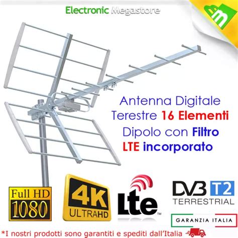 ANTENNA ESTERNA UHF 16 Elementi Per Digitale Terrestre Dvb T Dtt Alto