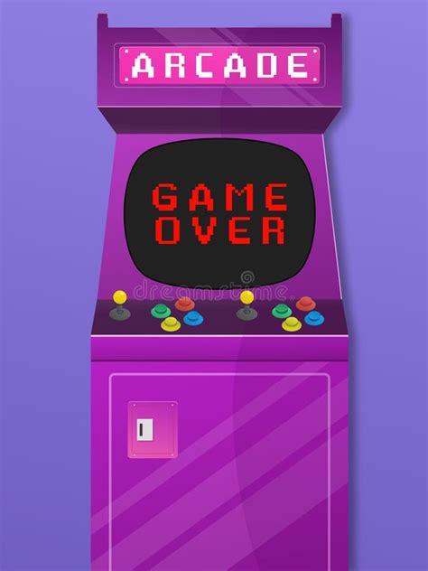 Purple Arcade Machine In Close Up To The Screen Stock Vector