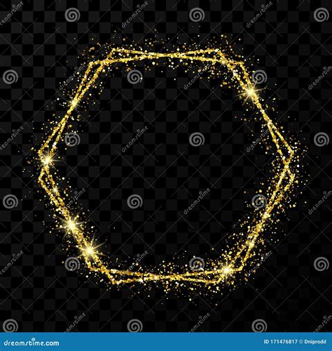 Gold Double Hexagon Frame Stock Vector Illustration Of Geometric