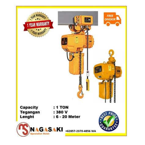 Jual Electric Chain Hoist With Trolley Ton Meter V Nagasaki