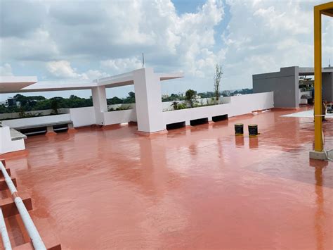 Exposed Concrete Roof Waterproofing With Reflecting Materials