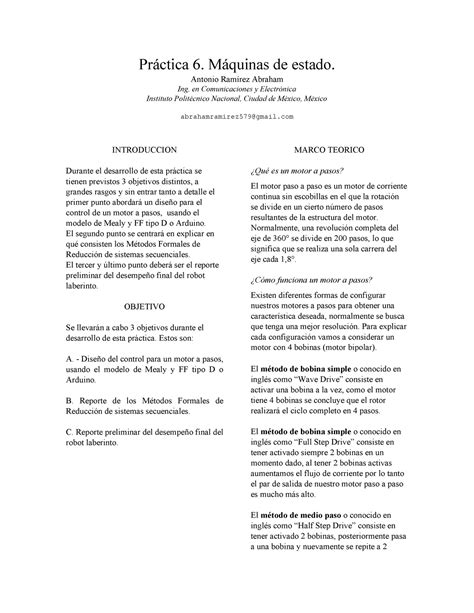 Practica 6 Circuitos Prctica 6 Mquinas de estado Antonio RamÌrez