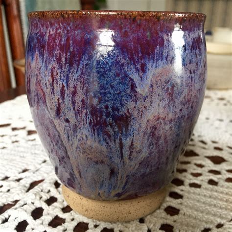 Coyote Glaze Blue Purple Over Amaco Potters Choice Smokey Merlot With A