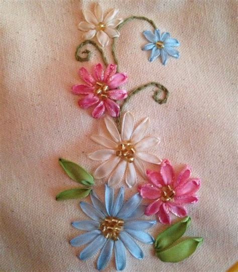 Embroidery With Ribbon Flowers Embroidery